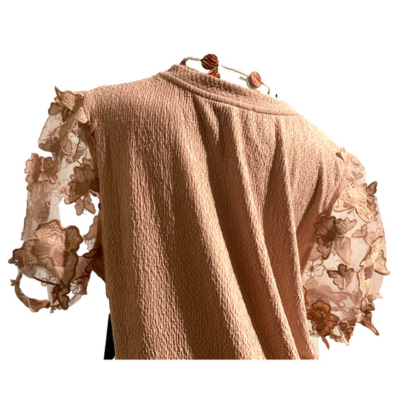 NWT Aliceblue Crepe Pink Butterfly Sheer Short Sleeve Top in Size 18 20 1X - Picture 8 of 10